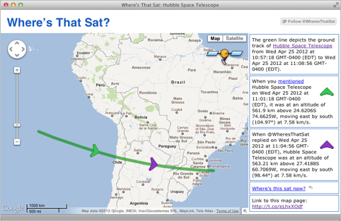 WheresThatSat Map screenshot